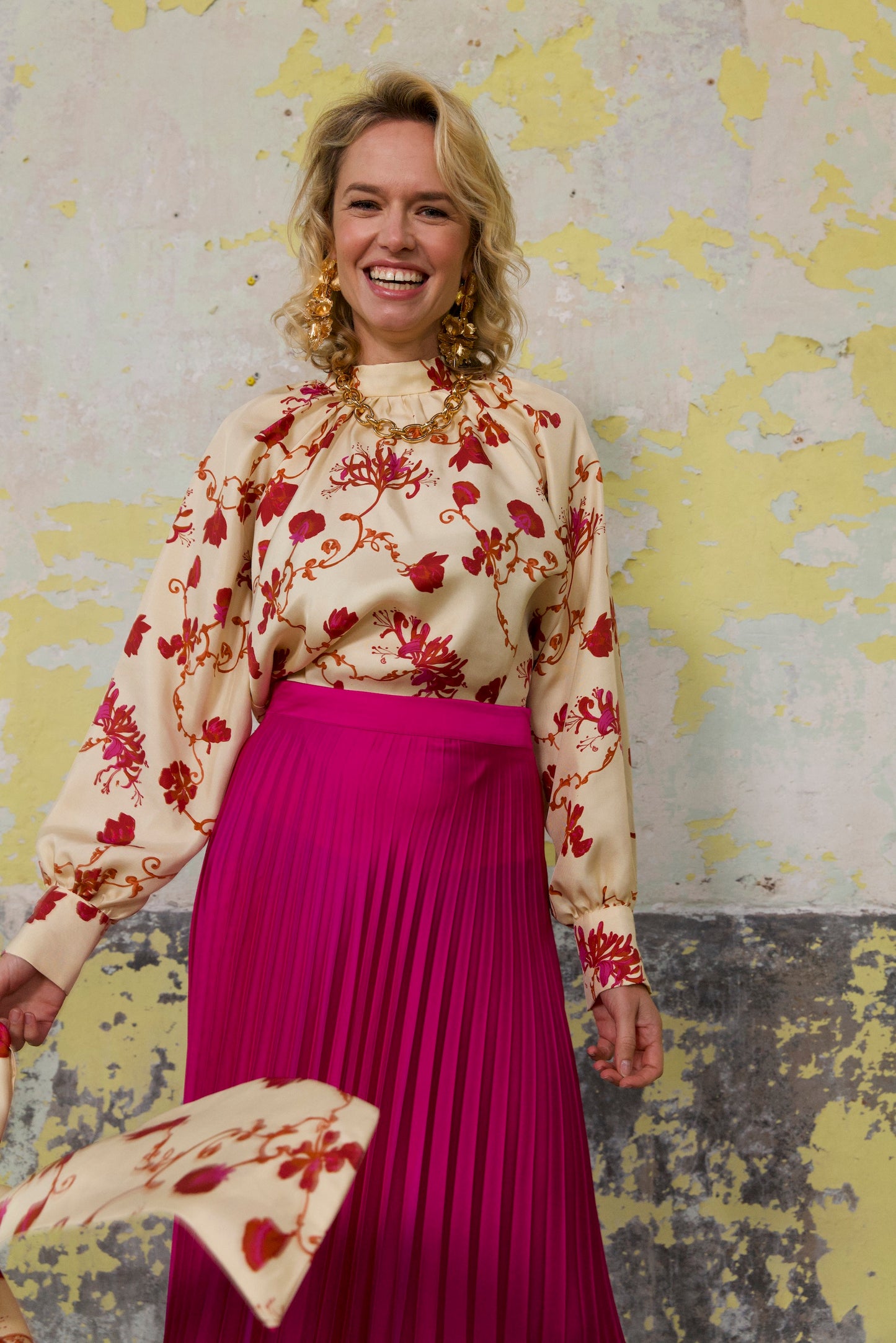 Blouse Col Cravate en soie - Rose