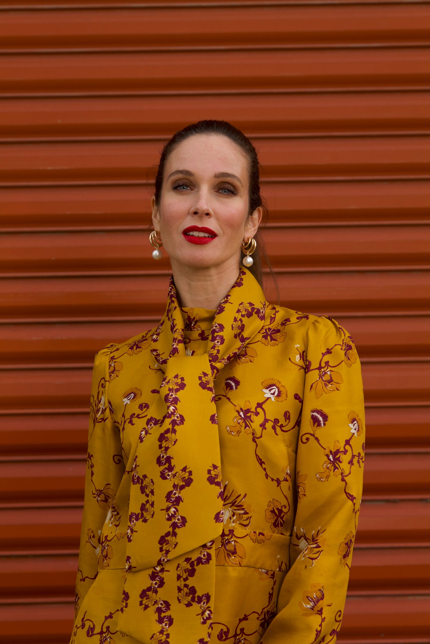 Robe Col Cravate en soie - Jaune