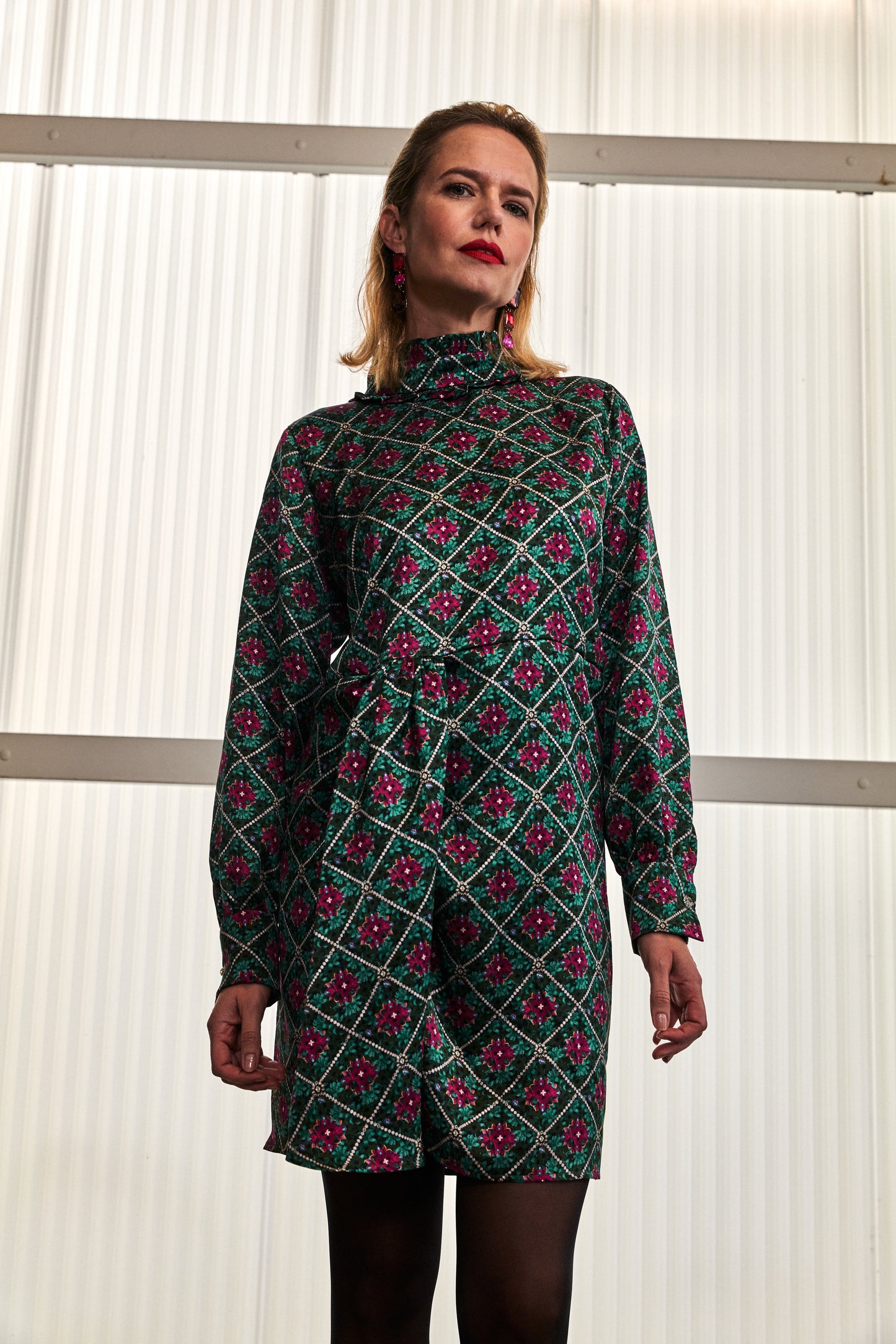 Robe Courte en soie - Verte - Etincellante