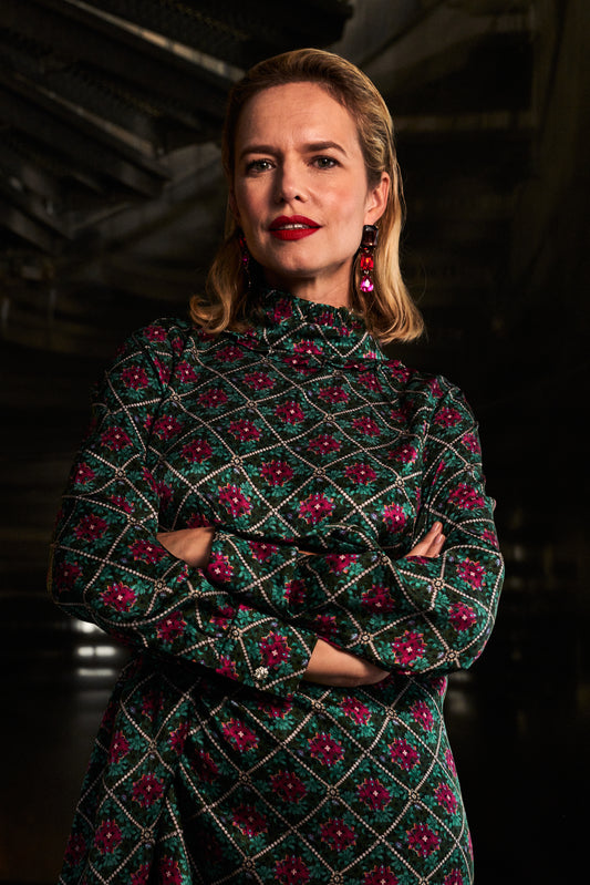 Robe Courte en soie - Verte - Etincellante