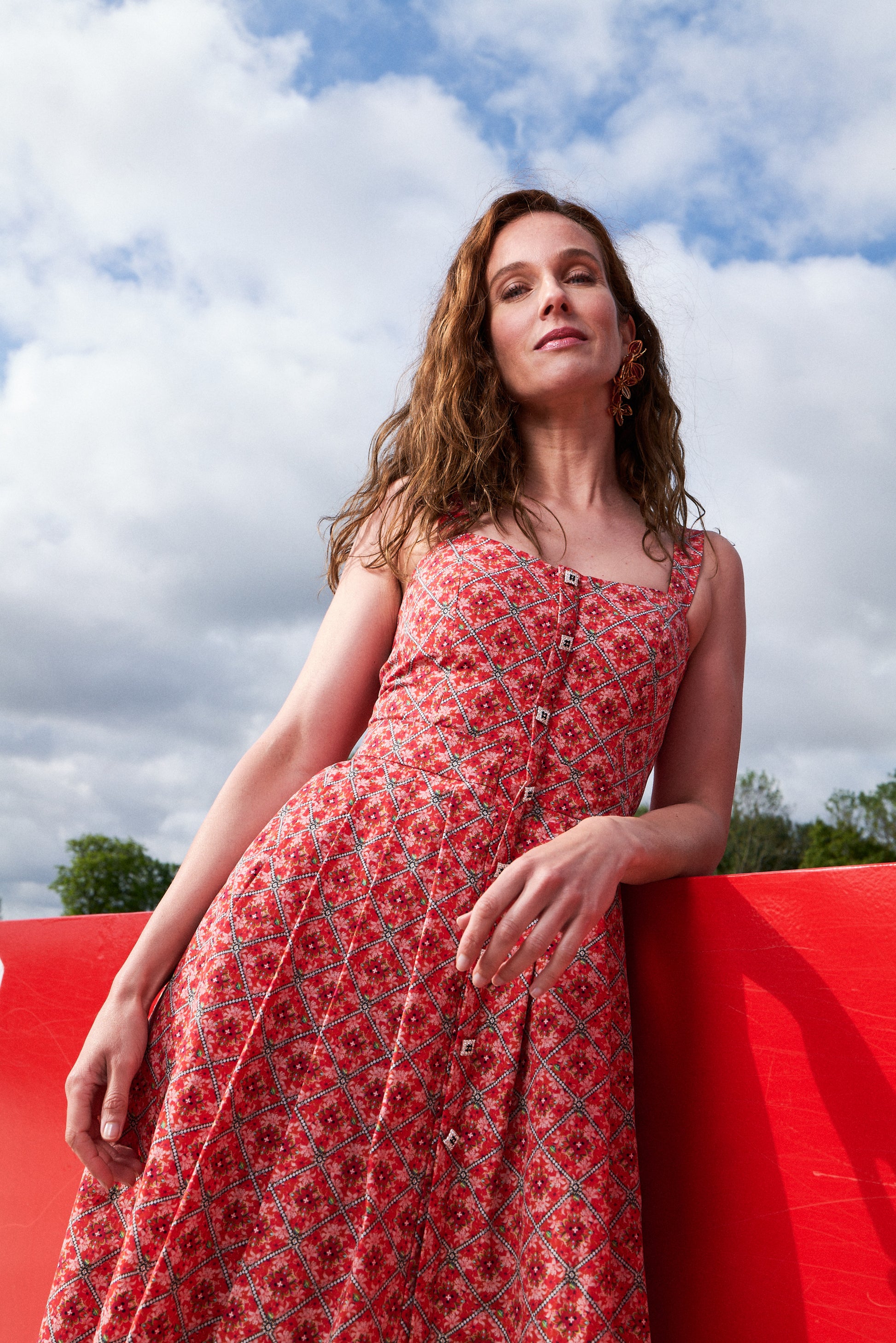 Robe bustier, robe longue, robe rouge