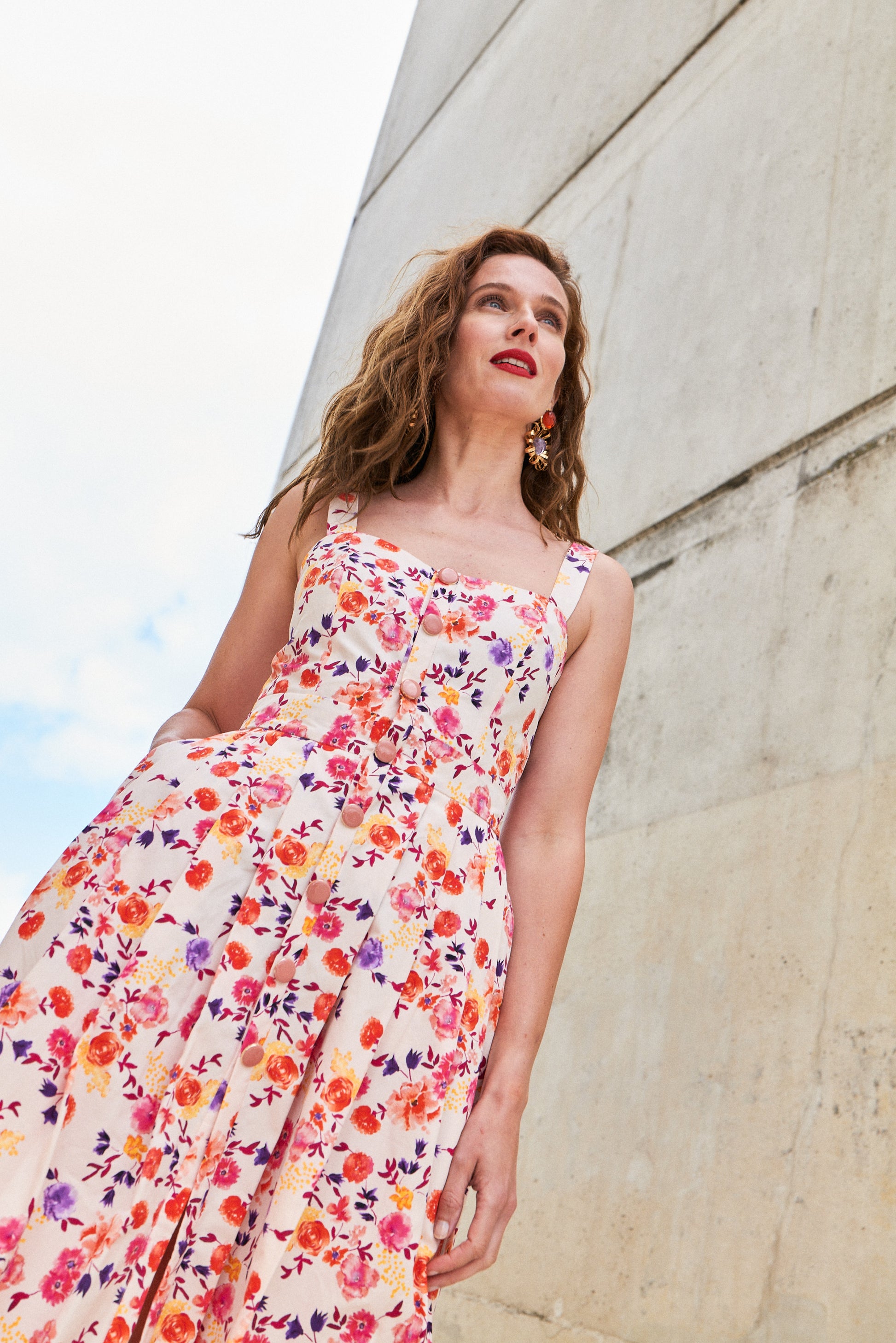 Robe bustier, robe longue, robe à fleurs