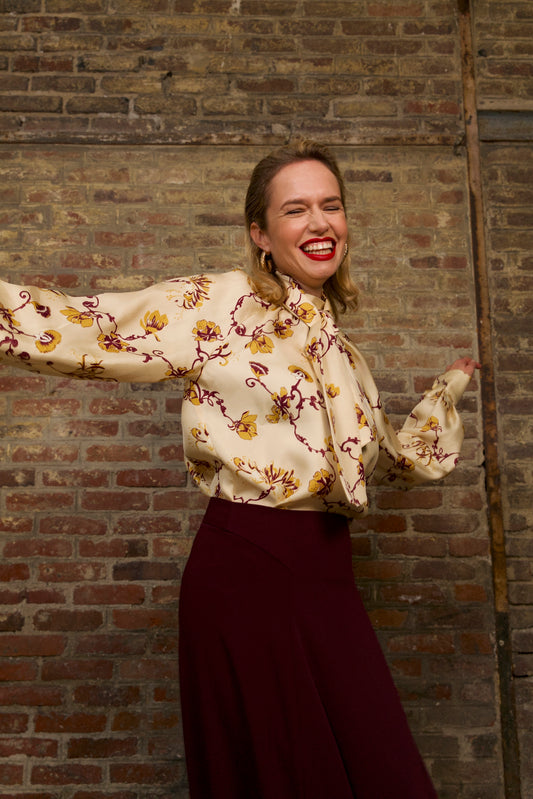 Blouse Col Cravate en soie